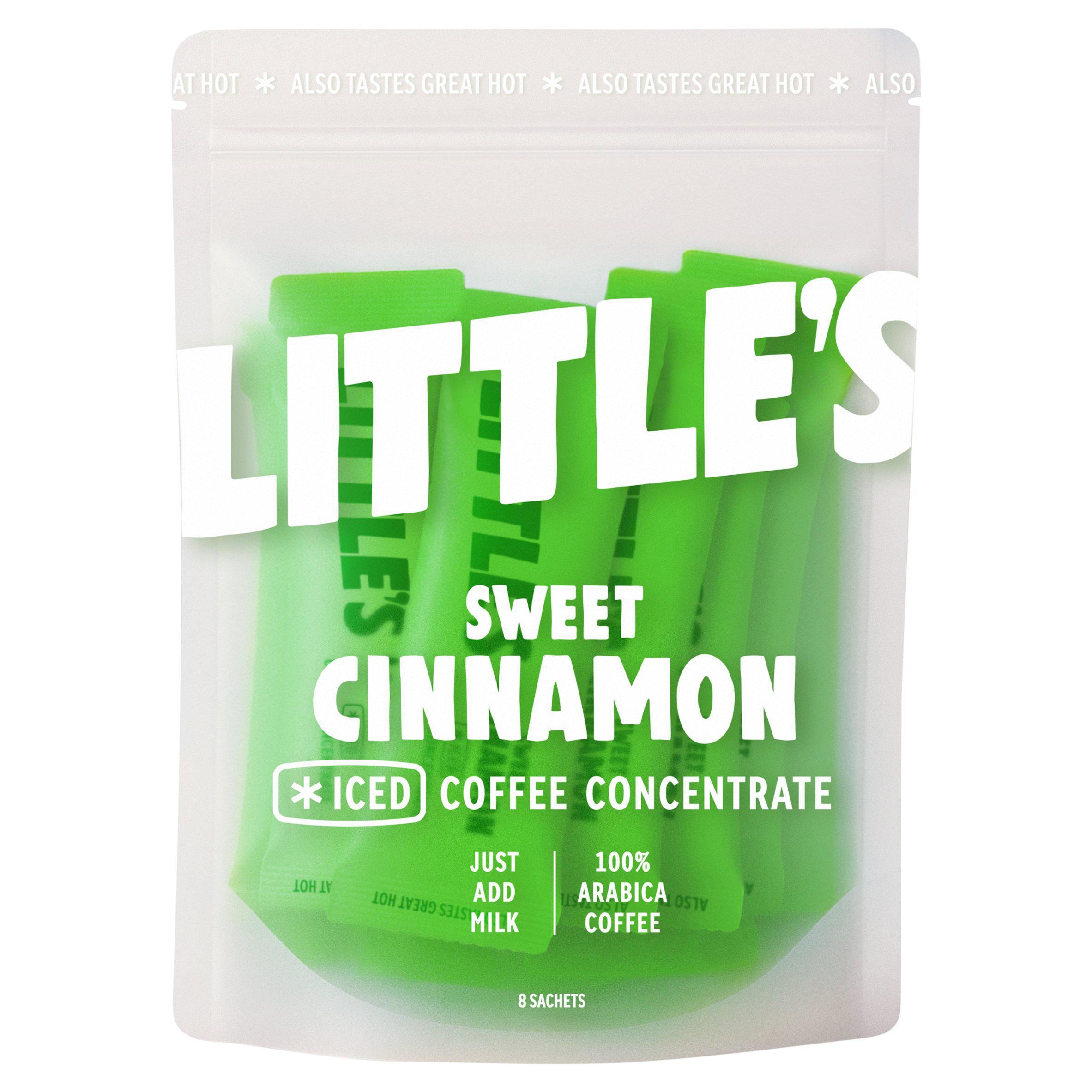 Little's sweet cinnamon iced coffee concentrate sachets 8x13ml, imported from the UK