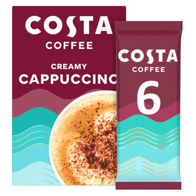 Sainsburys Costa Coffee Creamy Cappuccino Sachets Instant Coffee 6x17g- Buy online at McGrocer