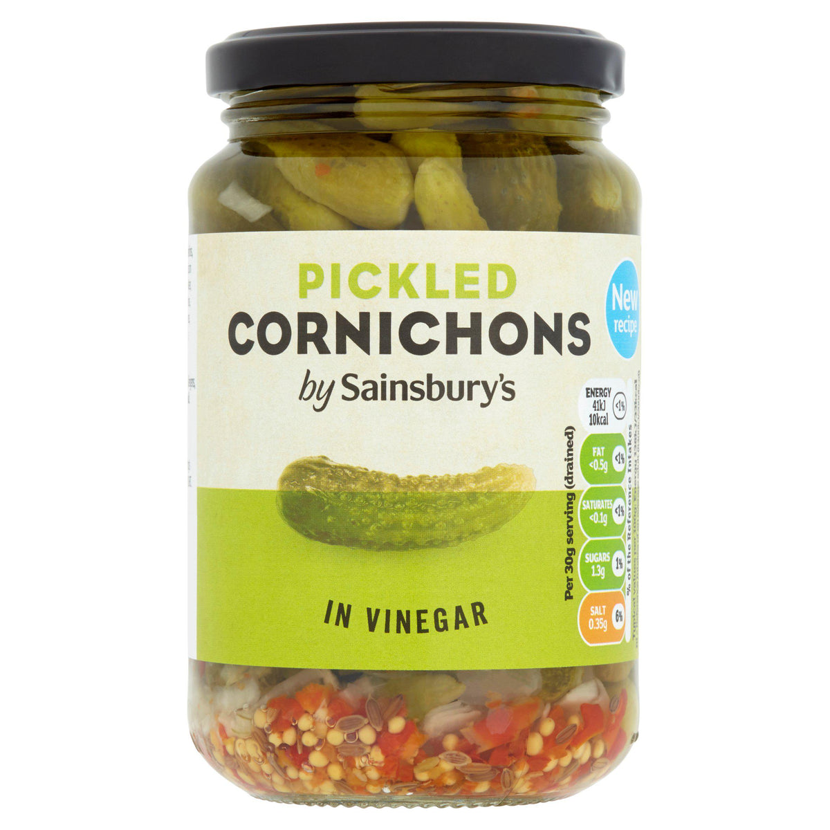 Sainsbury's pickled cornichons in vinegar 340g, imported from the UK