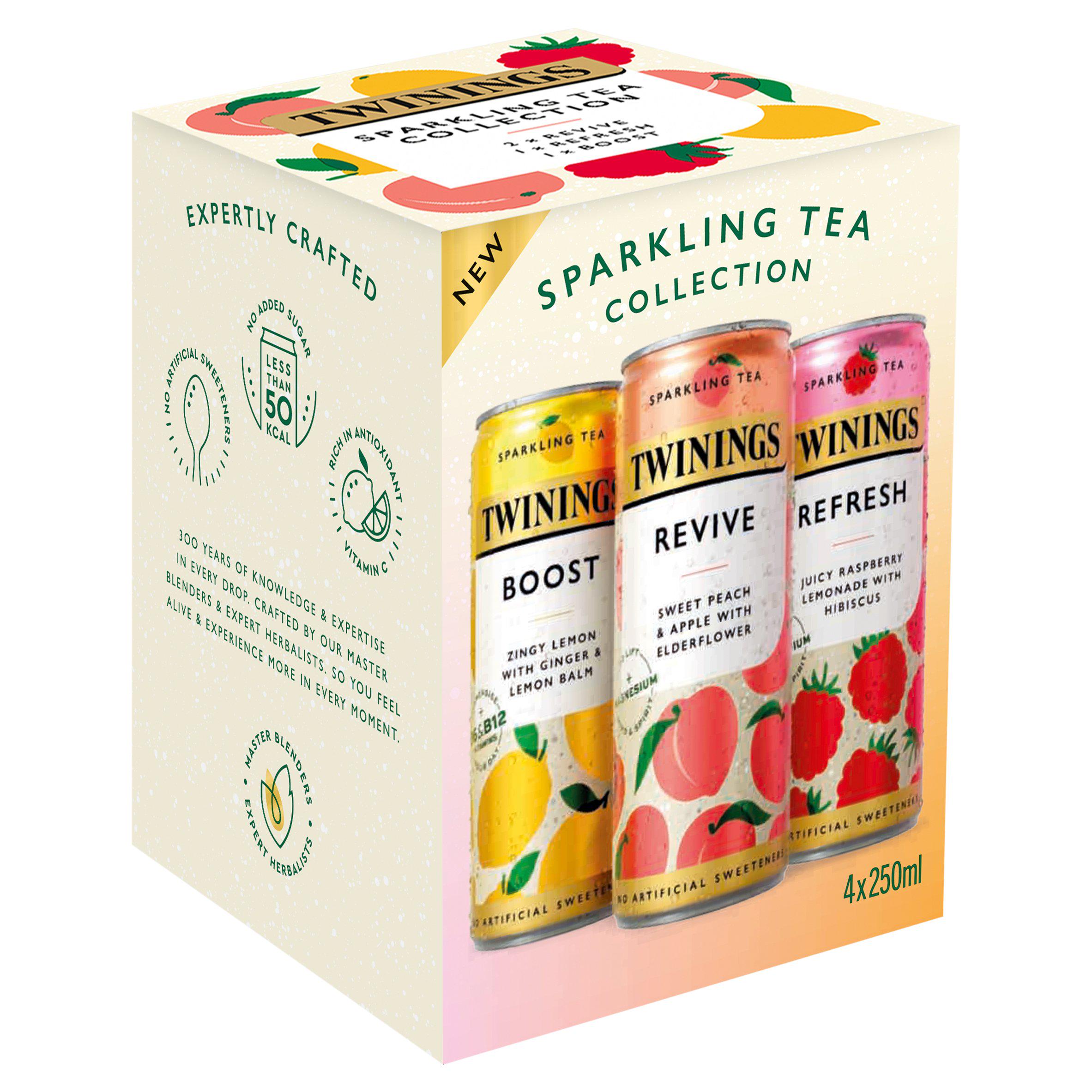 Twinings sparkling tea collection three flavours 4x250ml, imported from the UK