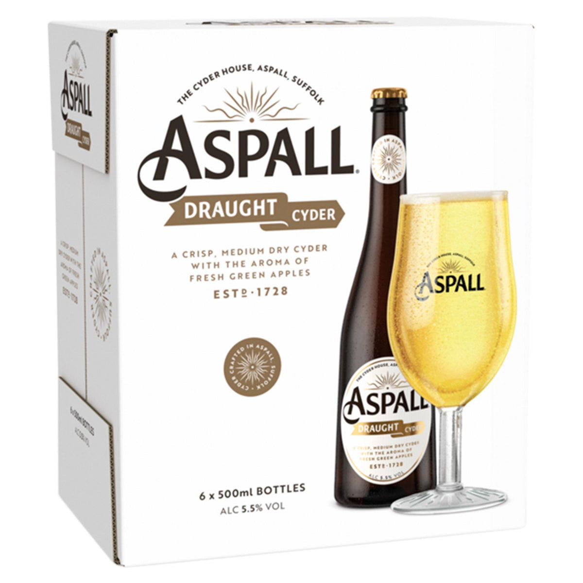 Aspall Draught Cyder 6 x 500ml, imported from the UK