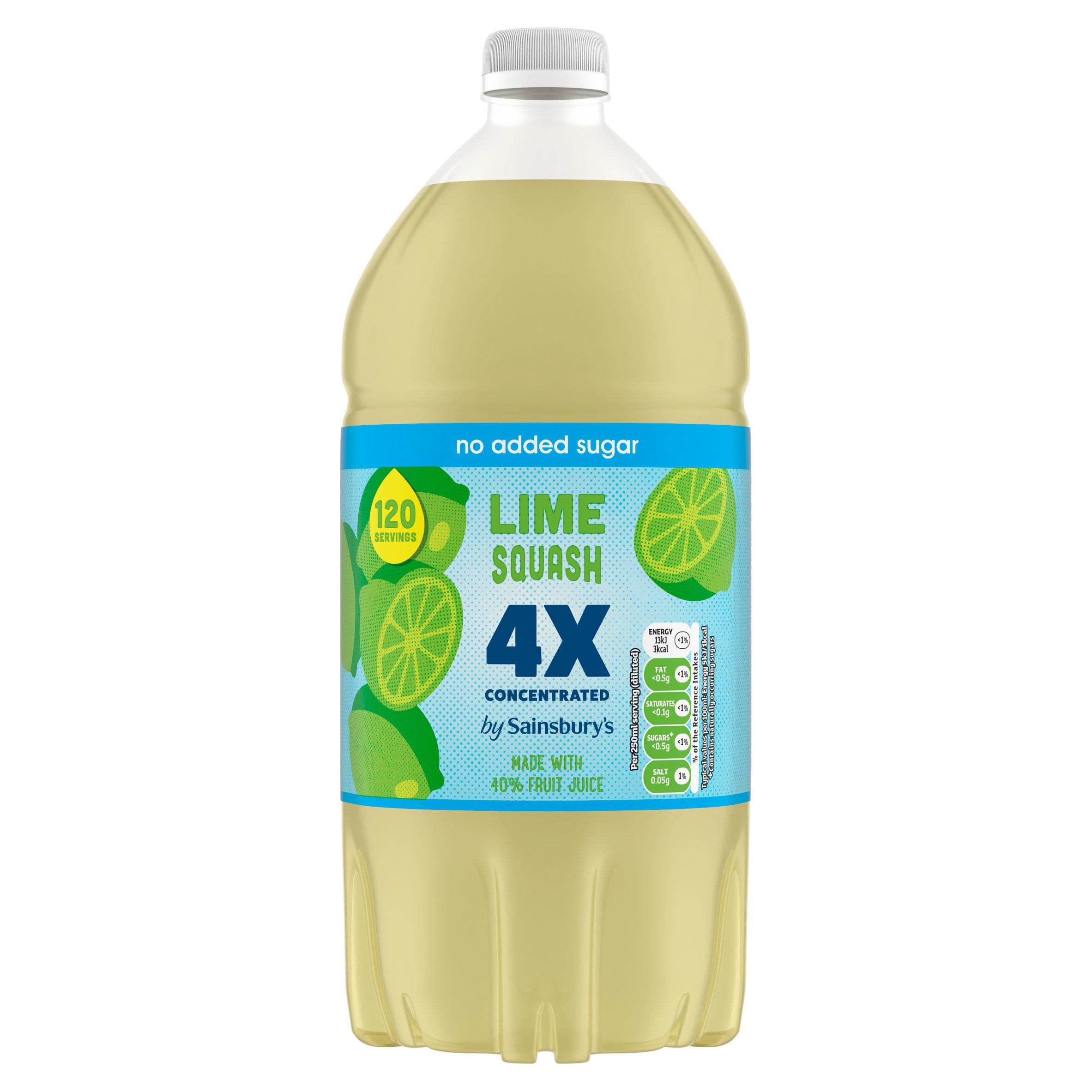 Sainsbury's lime squash quadruple strength 1.5L (British brand)