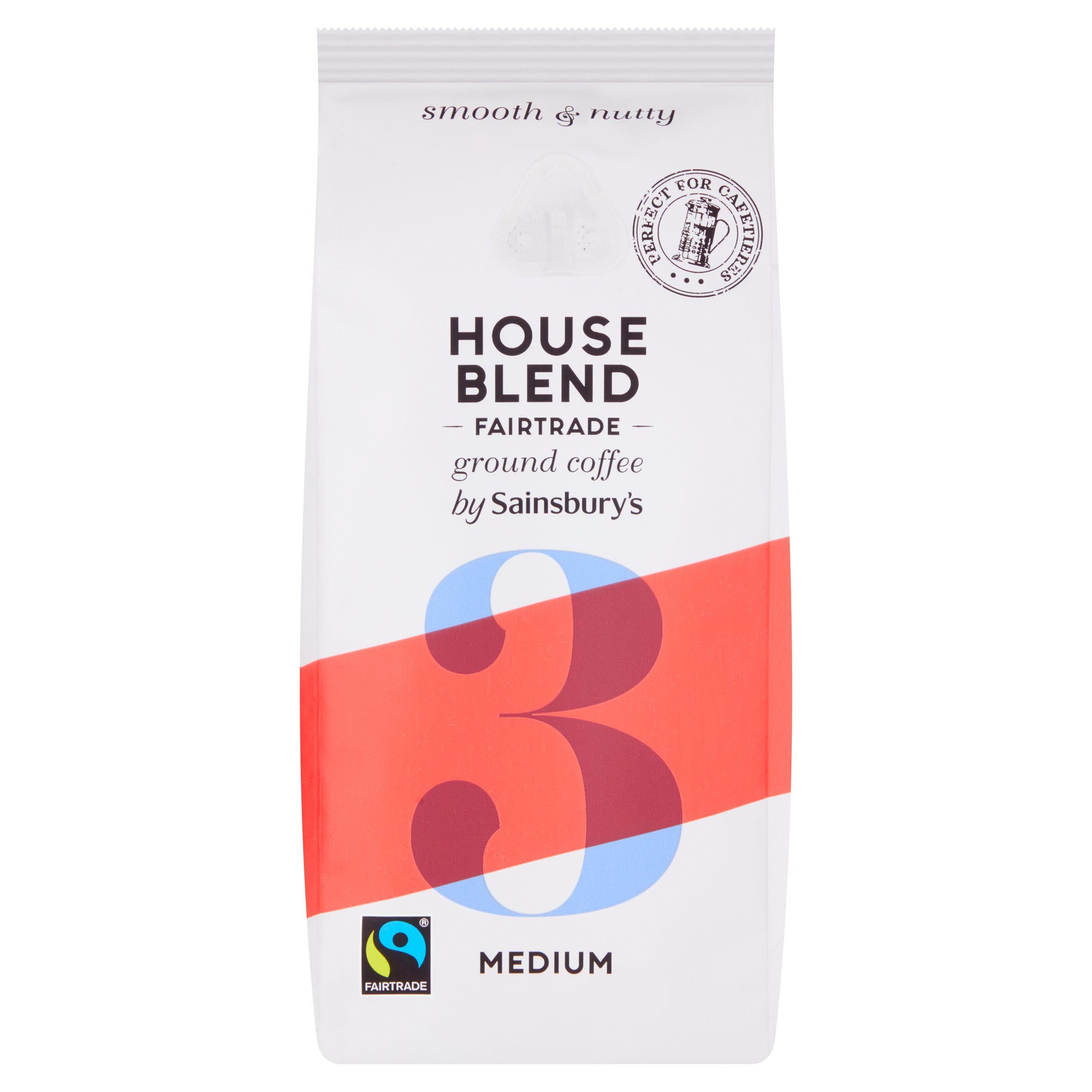 Sainsbury's Fairtrade House Blend ground coffee 227g, imported from the UK