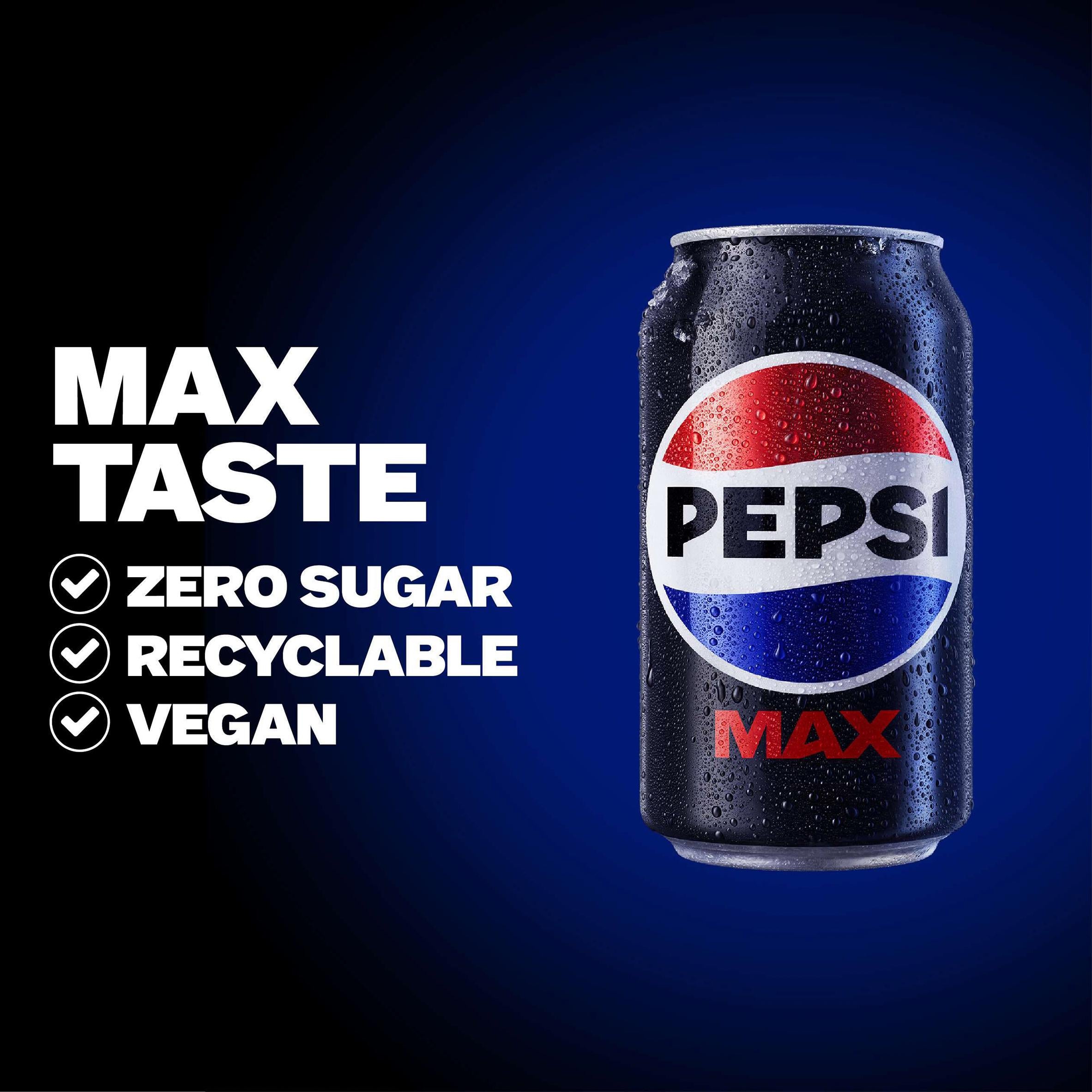 Pepsi Max no sugar cola 330ml can (British brand)
