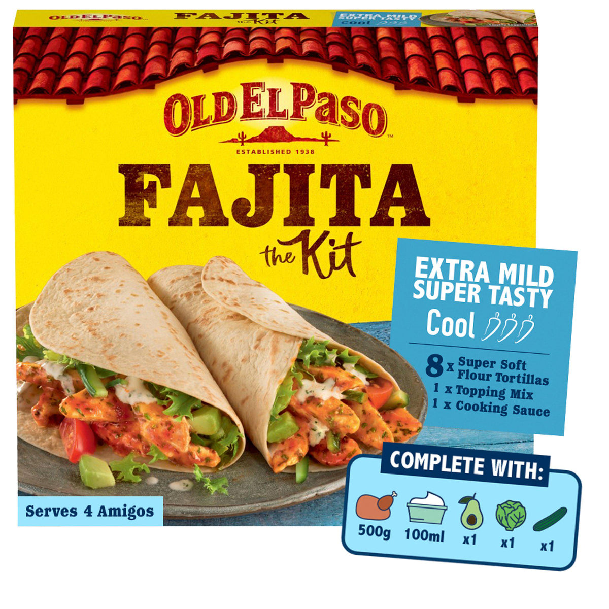 Old El Paso Fajita Kit Extra Mild 476g - British product