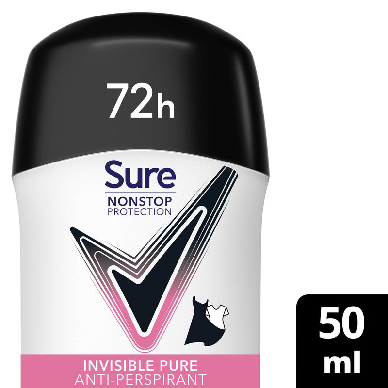 Sure Antiperspirant Invisible Pure 50ml deodorant stick (British brand)