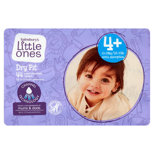 Sainsbury's Little Ones Dry Fit Size 4+ Maxi Plus 44 Nappies GOODS Sainsburys   