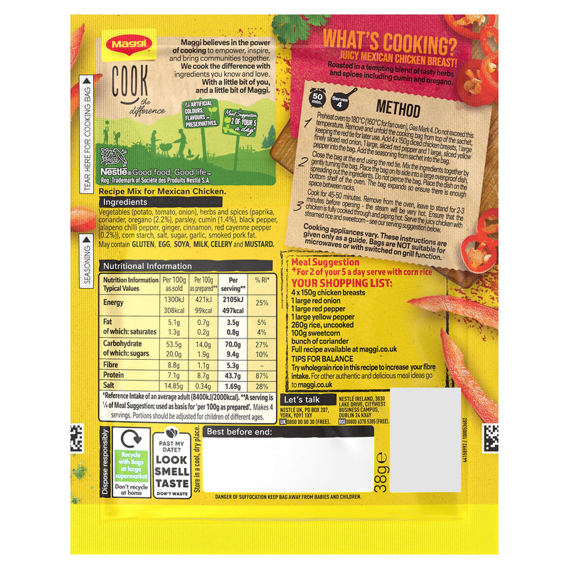 Maggi sweet and spicy Mexican chicken recipe mix 38g, UK version