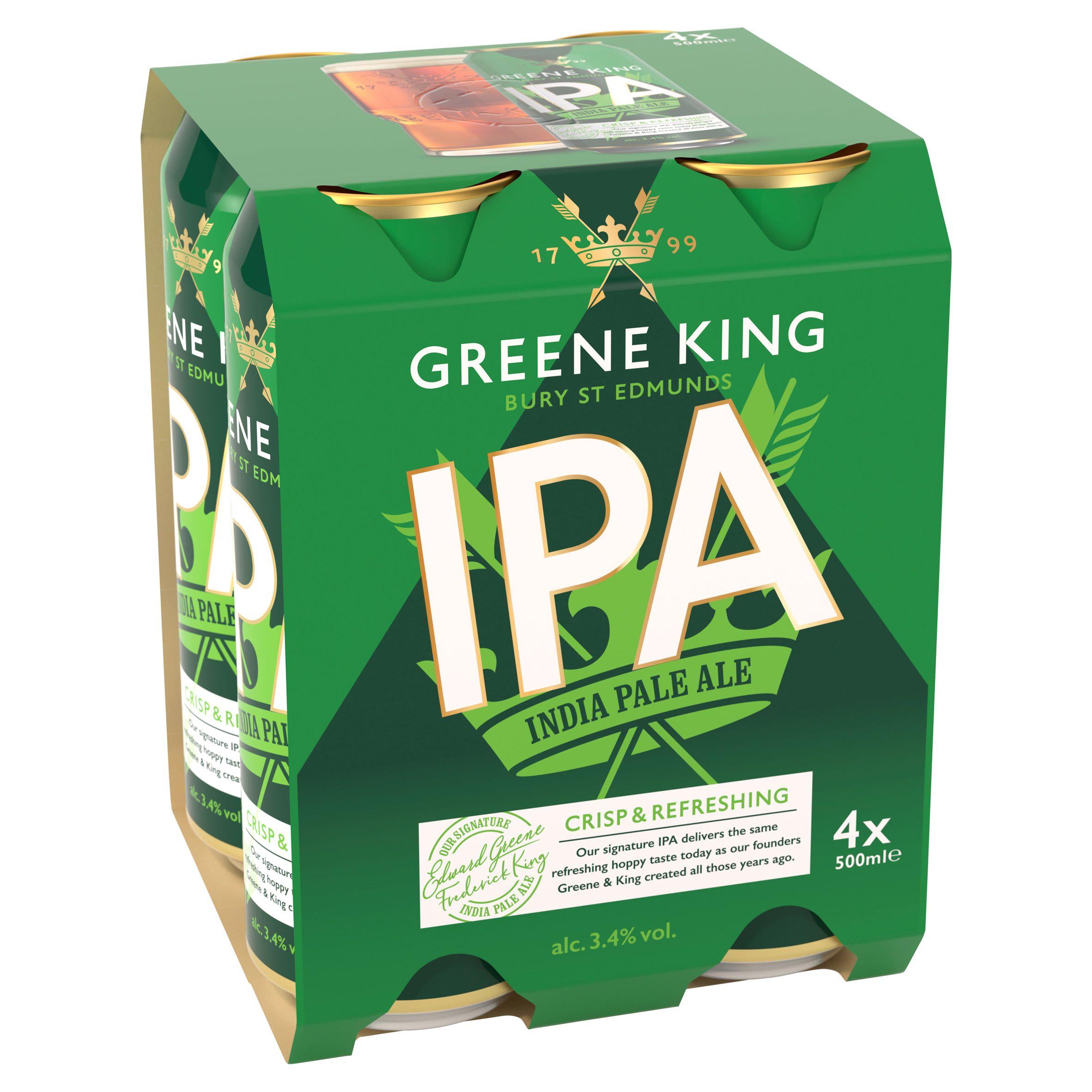 Greene King India Pale Ale 4 x 500ml cans (British brand)