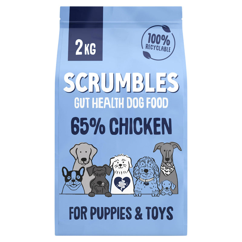 Scrumbles chicken puppy and toy dry dog food 2kg (British brand)