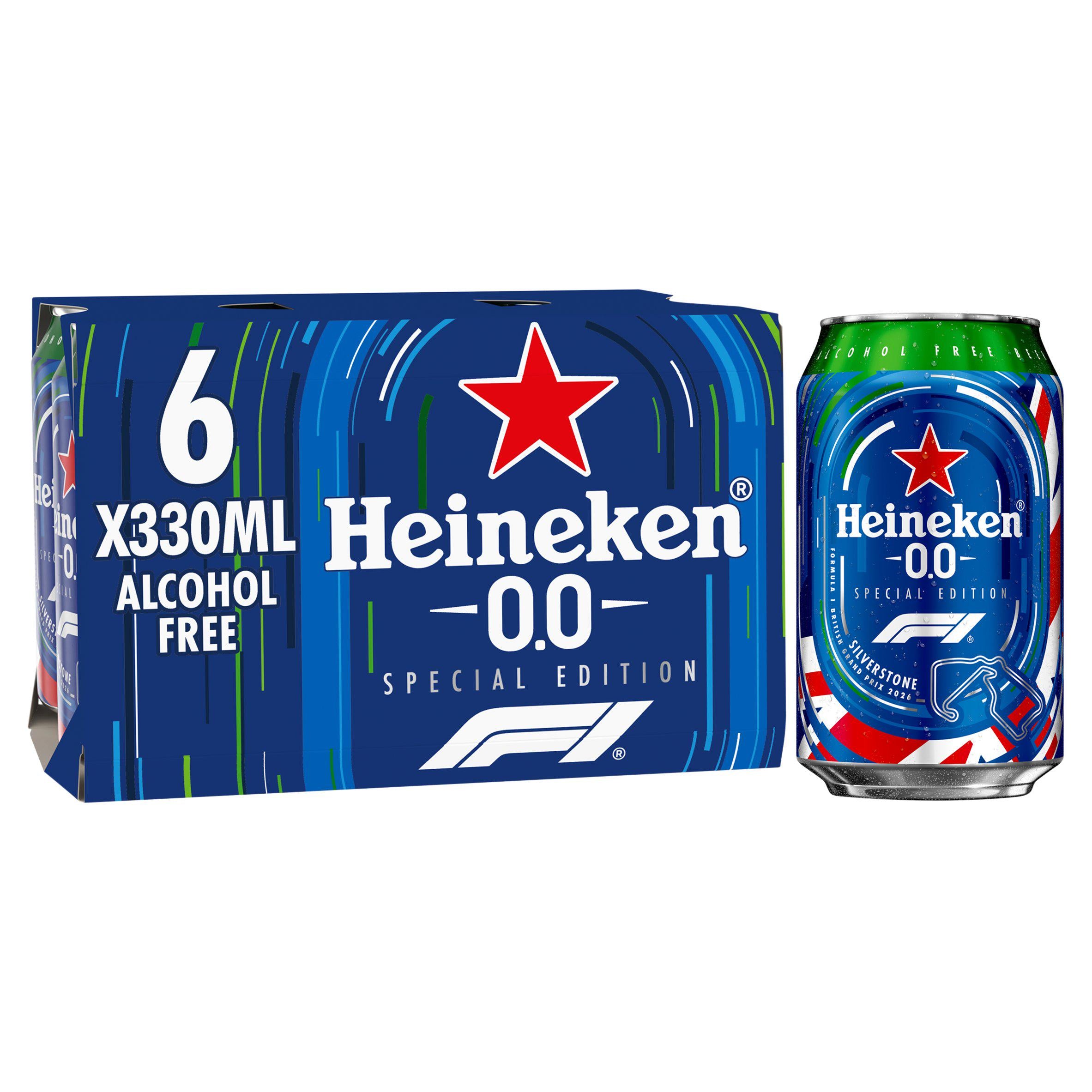 Heineken 0.0% Alcohol Free Lager Beer Can 6 x 330ml