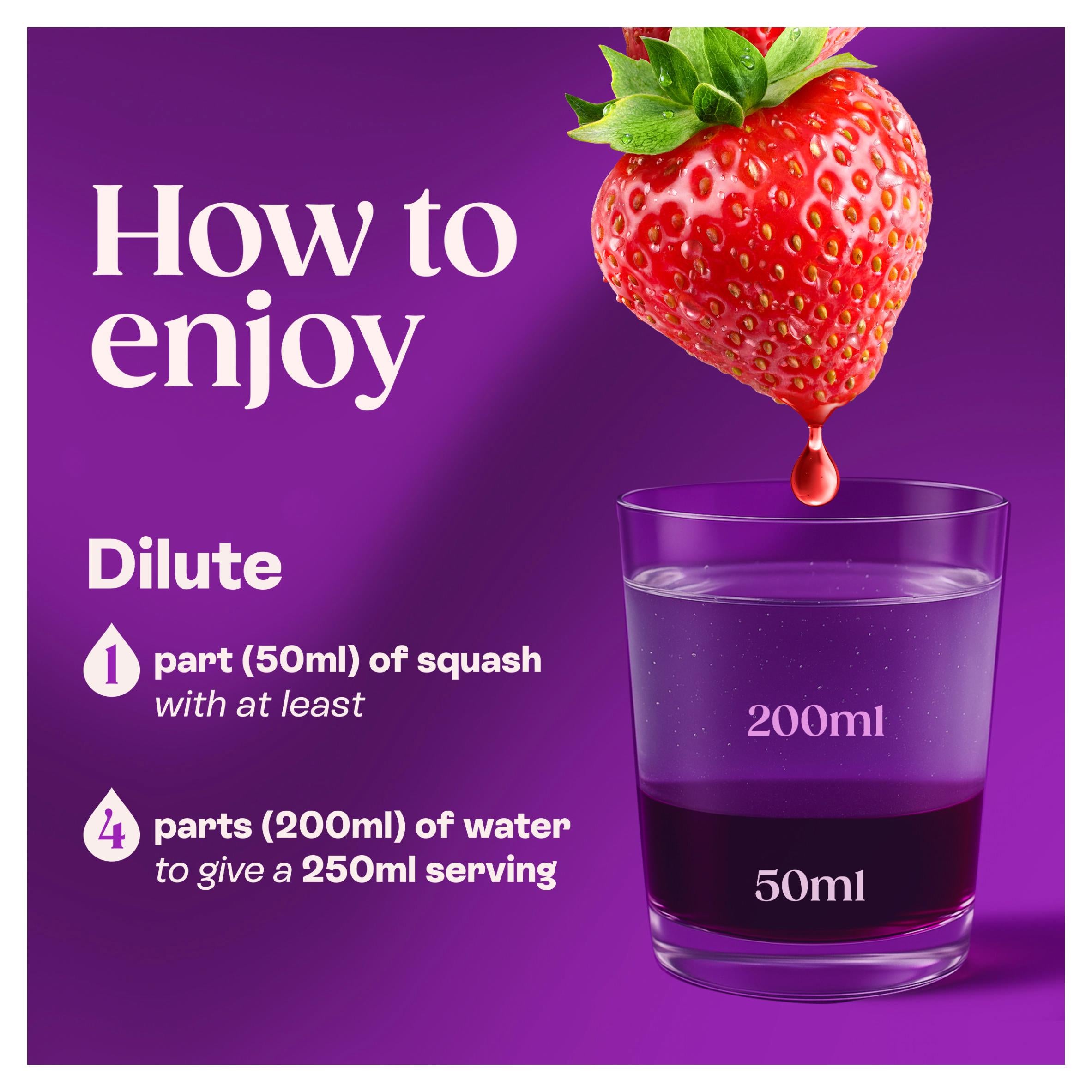 Ribena strawberry squash no added sugar 850ml - British product