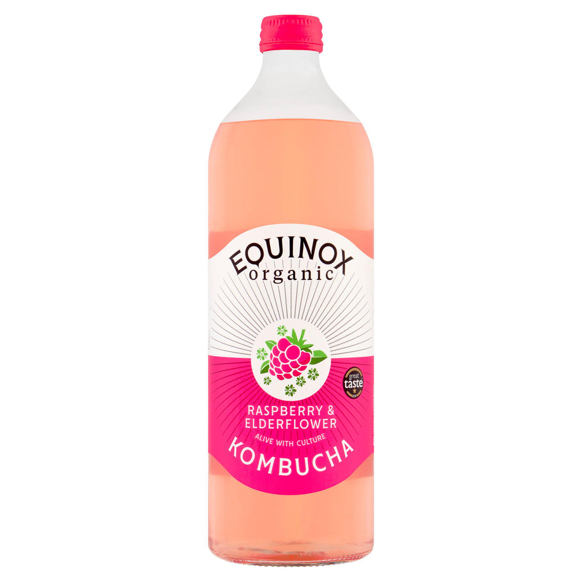 Equinox organic kombucha raspberry elderflower 750ml - British product