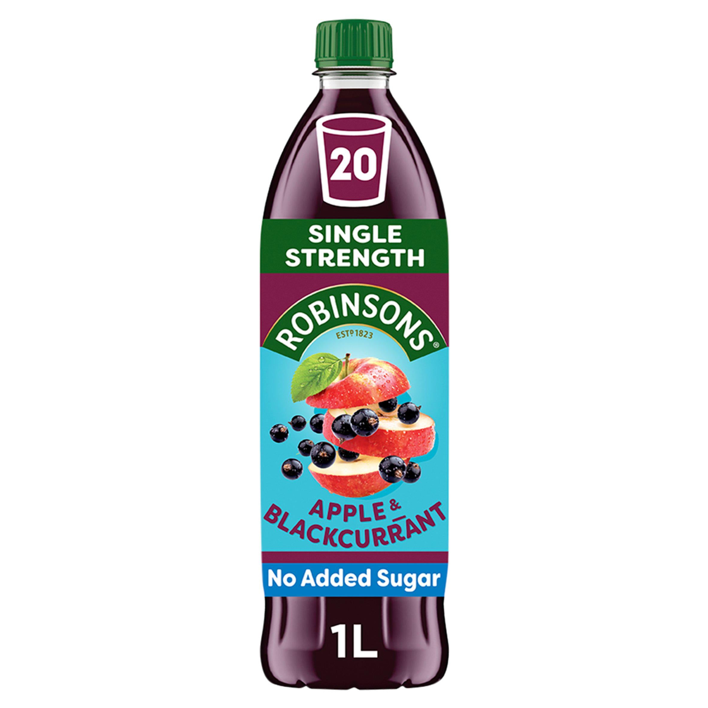 Robinsons apple and blackcurrant squash no added sugar 1L, UK version