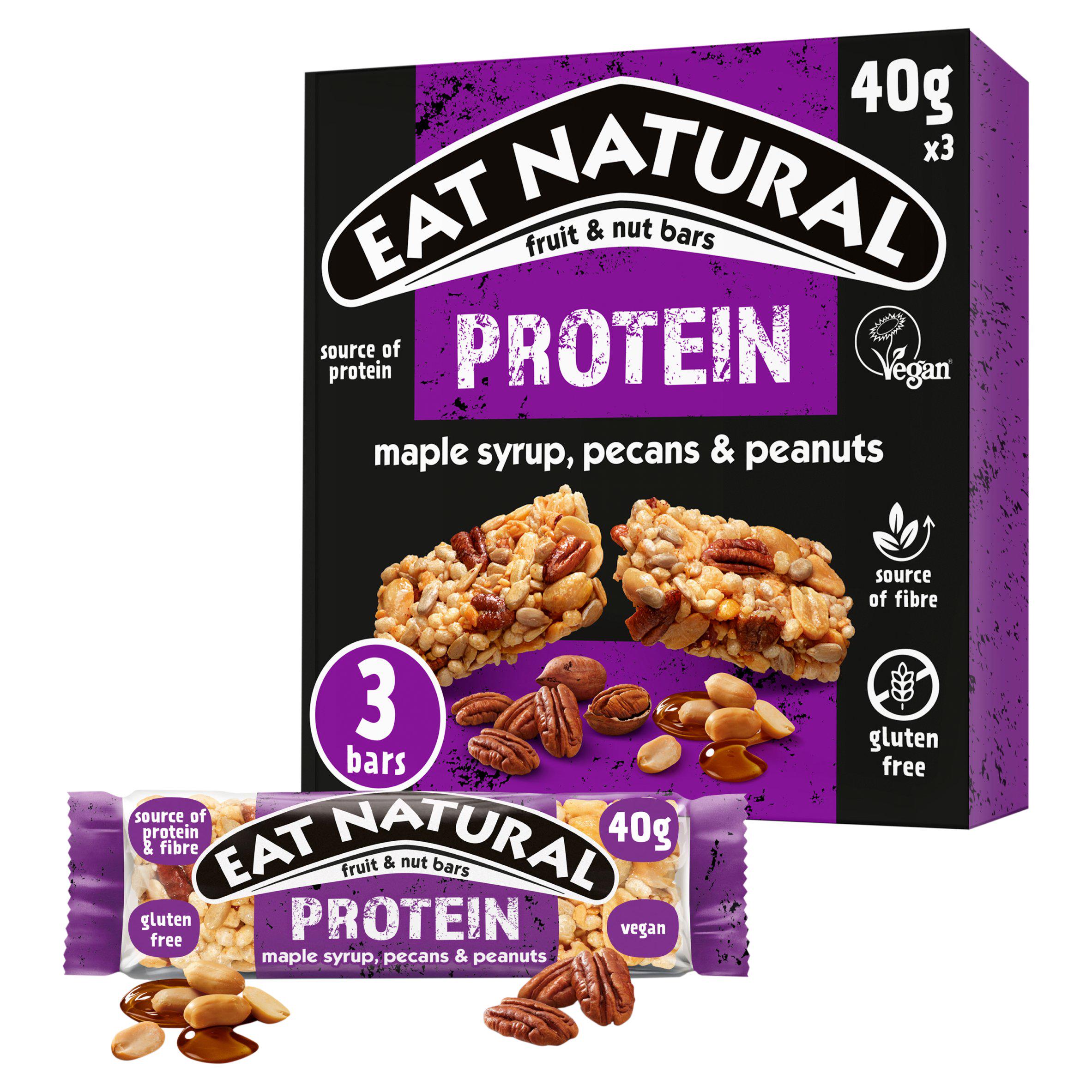 Eat Natural maple pecan peanut bars 3x40g, imported from the UK