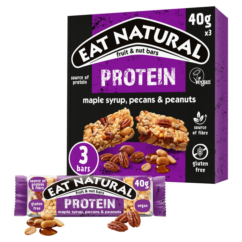 Eat Natural maple pecan peanut bars 3x40g, imported from the UK