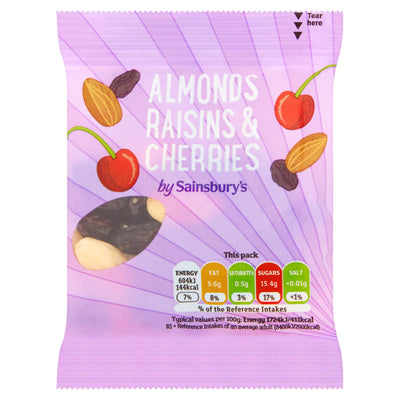 Sainsburys Sainsbury's Almonds Raisins & Cherries 35 جرام - اشترِ عبر الإنترنت من McGrocer