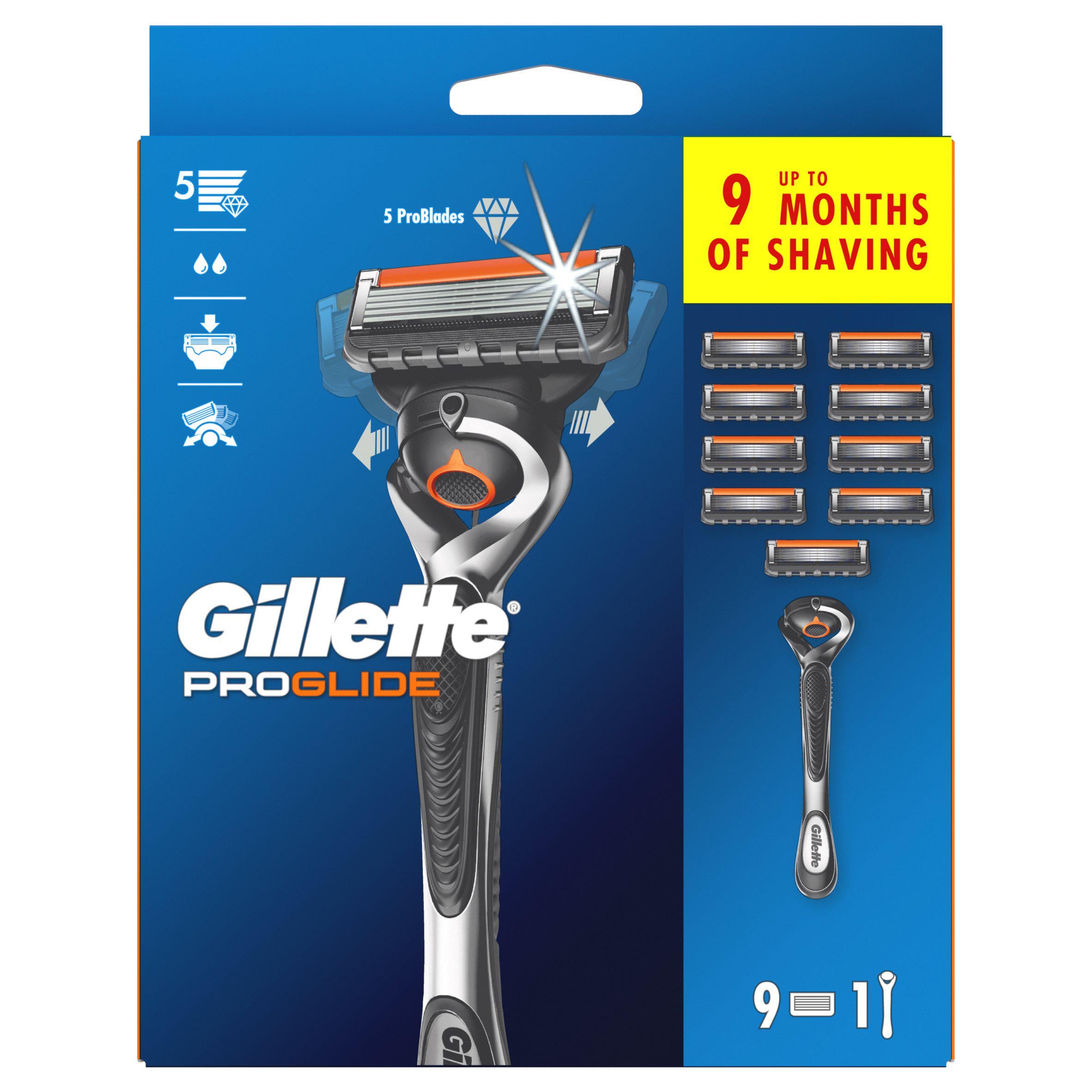 Gillette Fusion Proglide Razor & 9 Blades for Men GOODS Sainsburys   