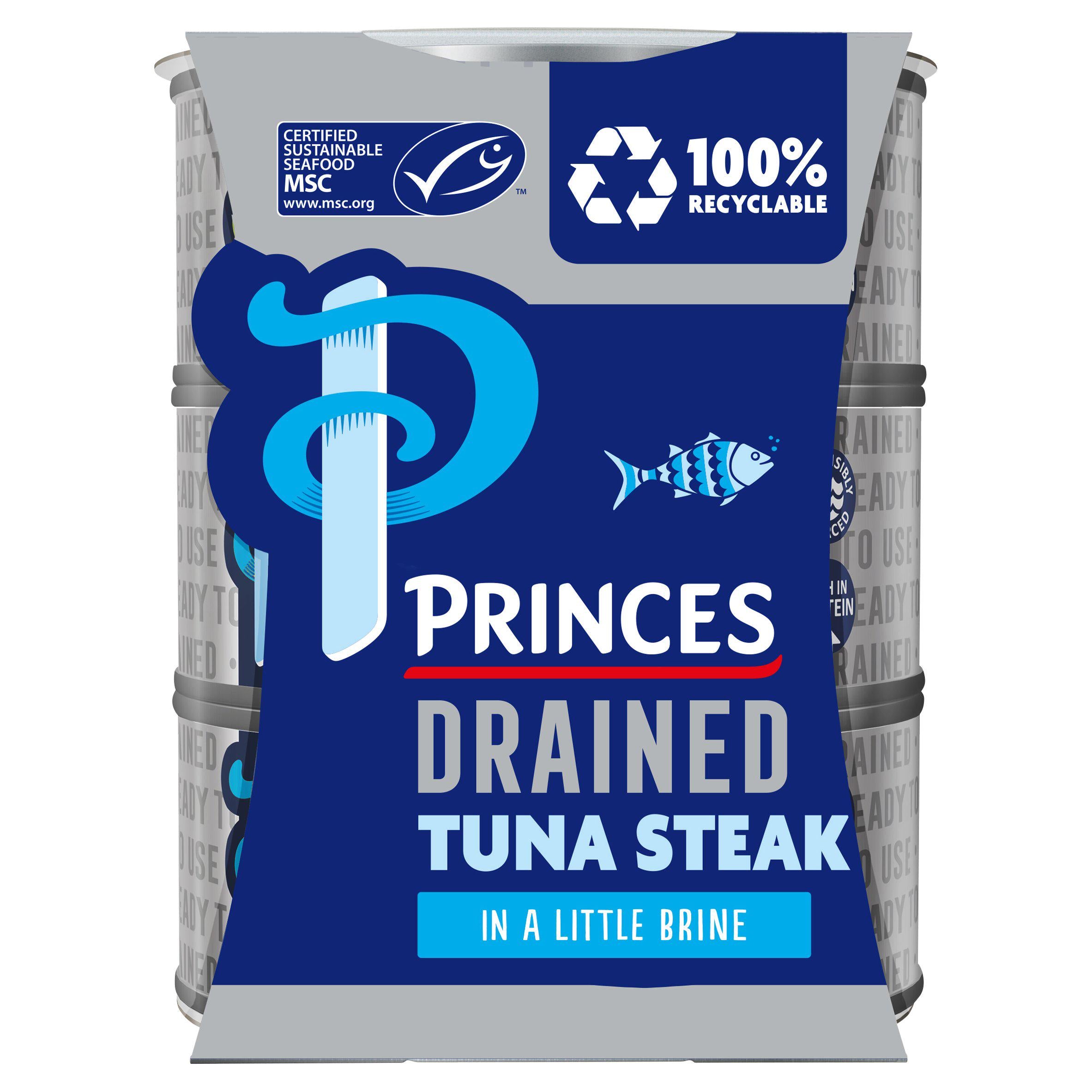 Princes tuna steak in brine 3x110g, imported from the UK