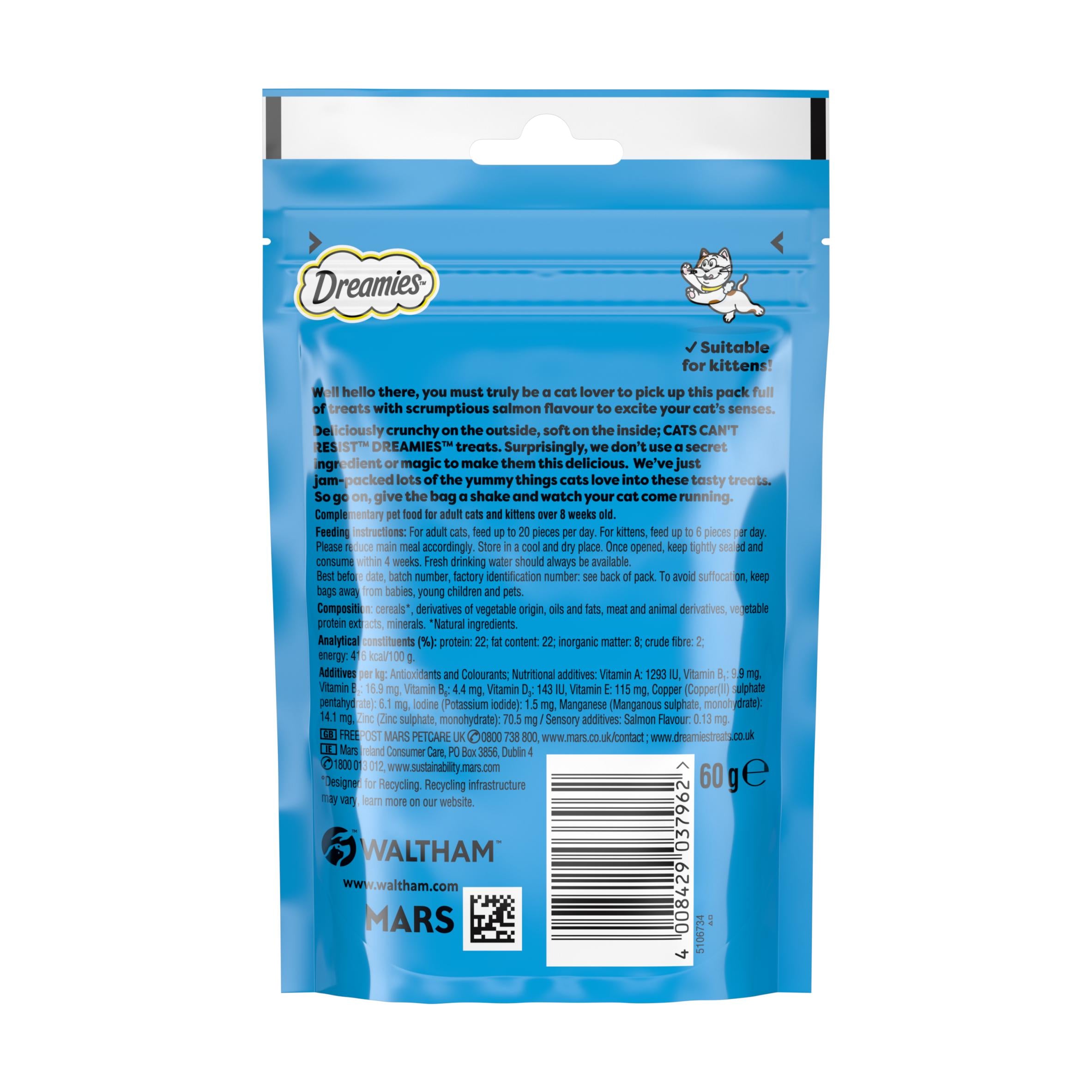 Dreamies cat treats salmon 60g (British brand)