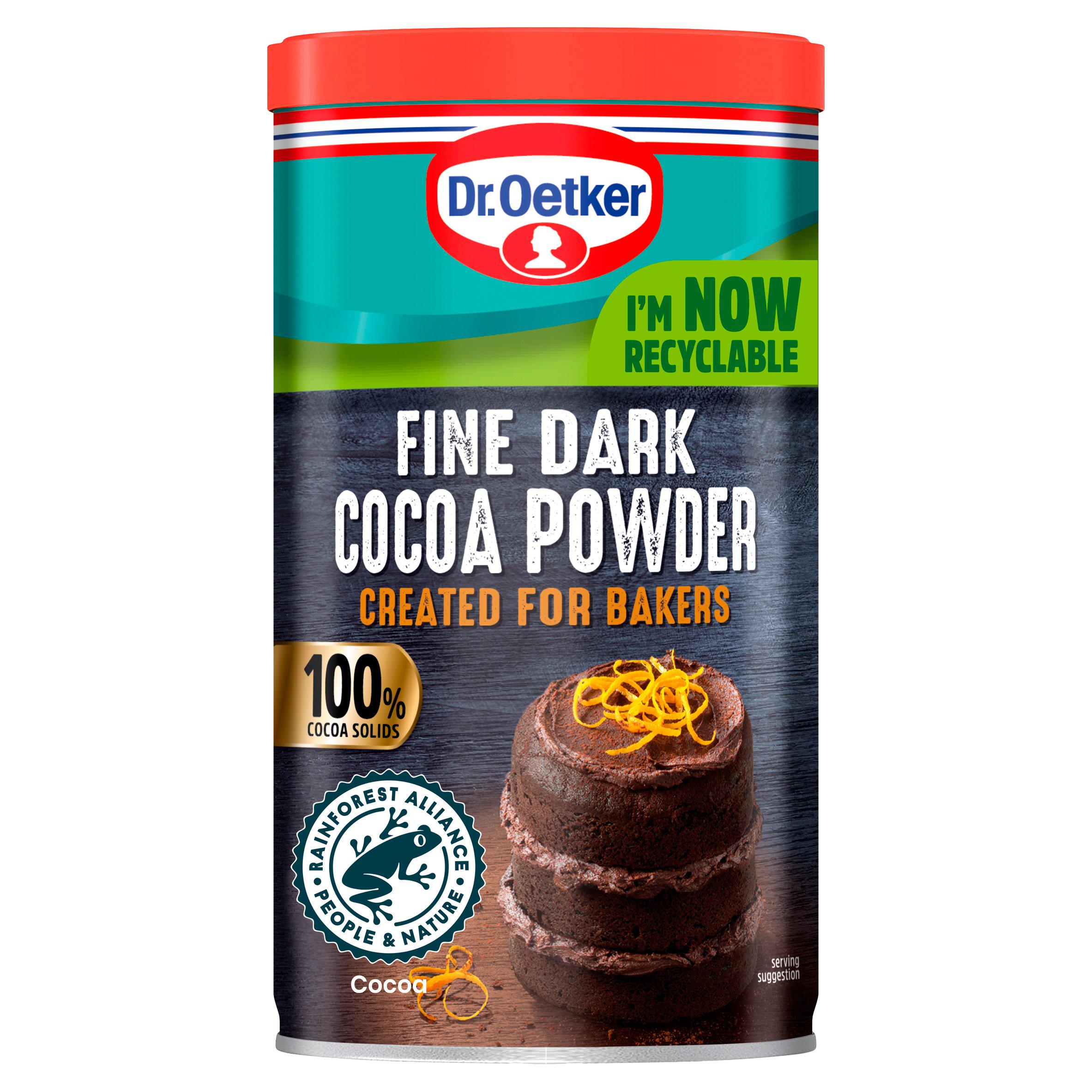 Dr. Oetker Fine 100% Dark cocoa powder 190g, UK version