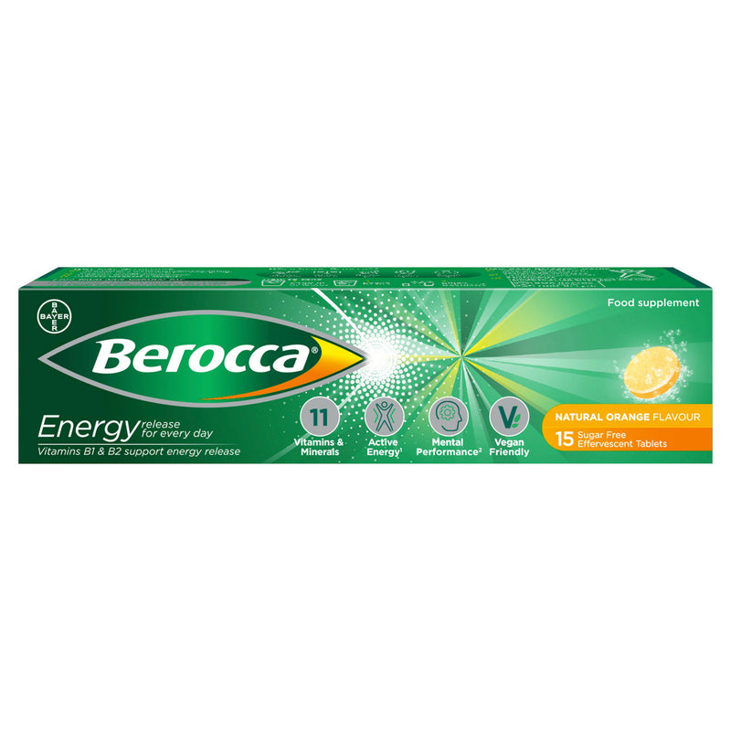 Berocca Orange effervescent vitamin tablets 15s (British brand)