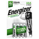Energizer rechargeable AAA batteries 700mAh 4-pack, imported from the UK