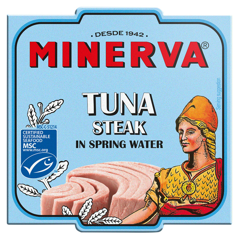 Minerva tuna steak in spring water 160g, imported from the UK