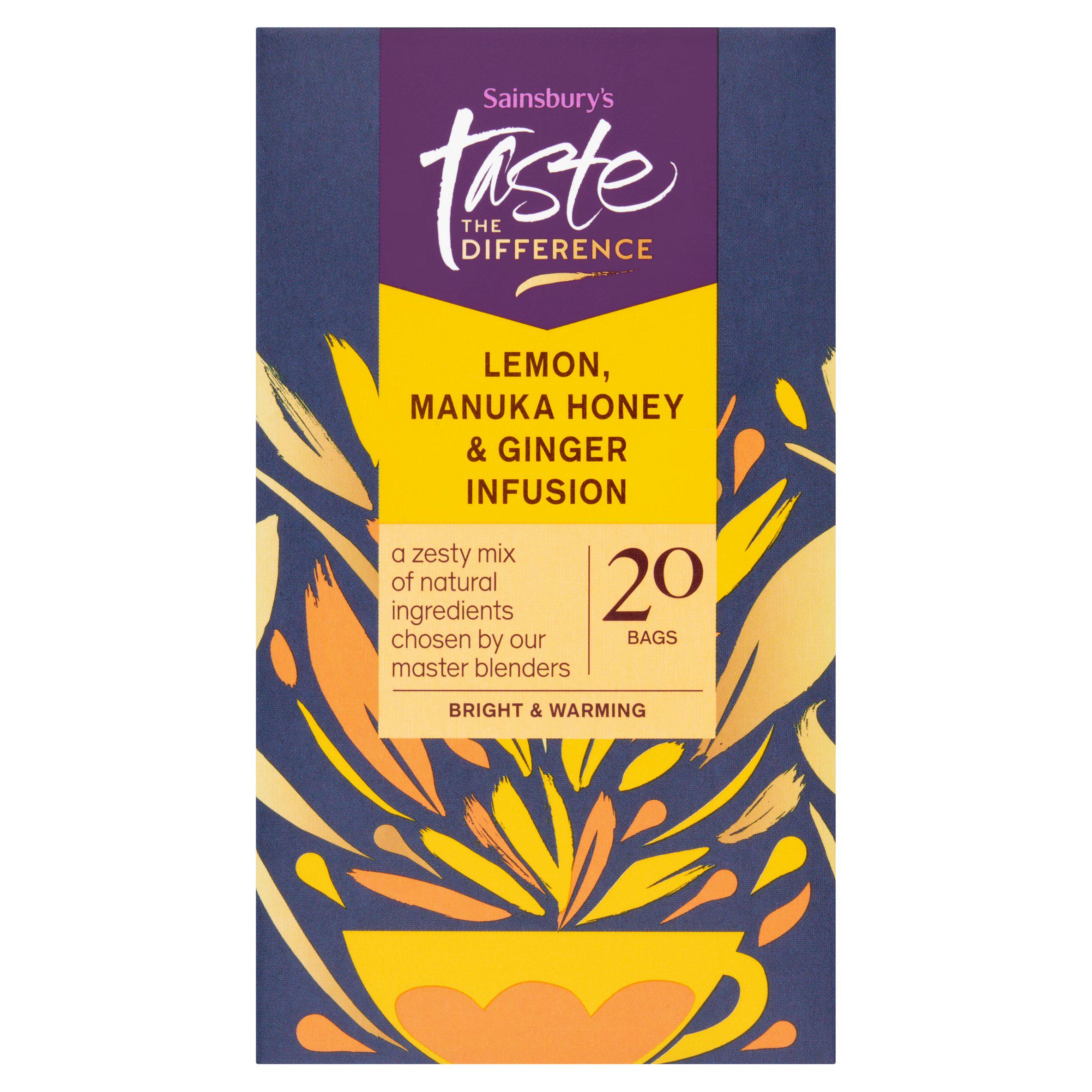 Sainsbury's lemon manuka honey ginger infusion bags 20 pack, UK version
