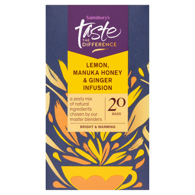 Sainsburys Sainsbury's Taste the Difference Lemon, Manuka Honey & Ginger Infusion Bags 20 x 40g- Buy online at McGrocer