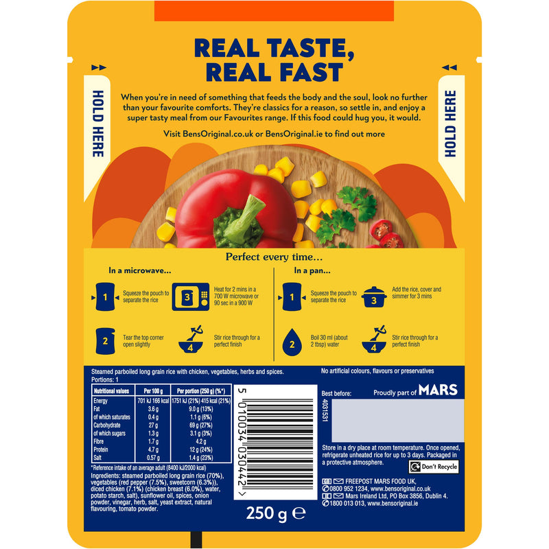 Ben's Original peri peri chicken and vegetable rice 250g - British product