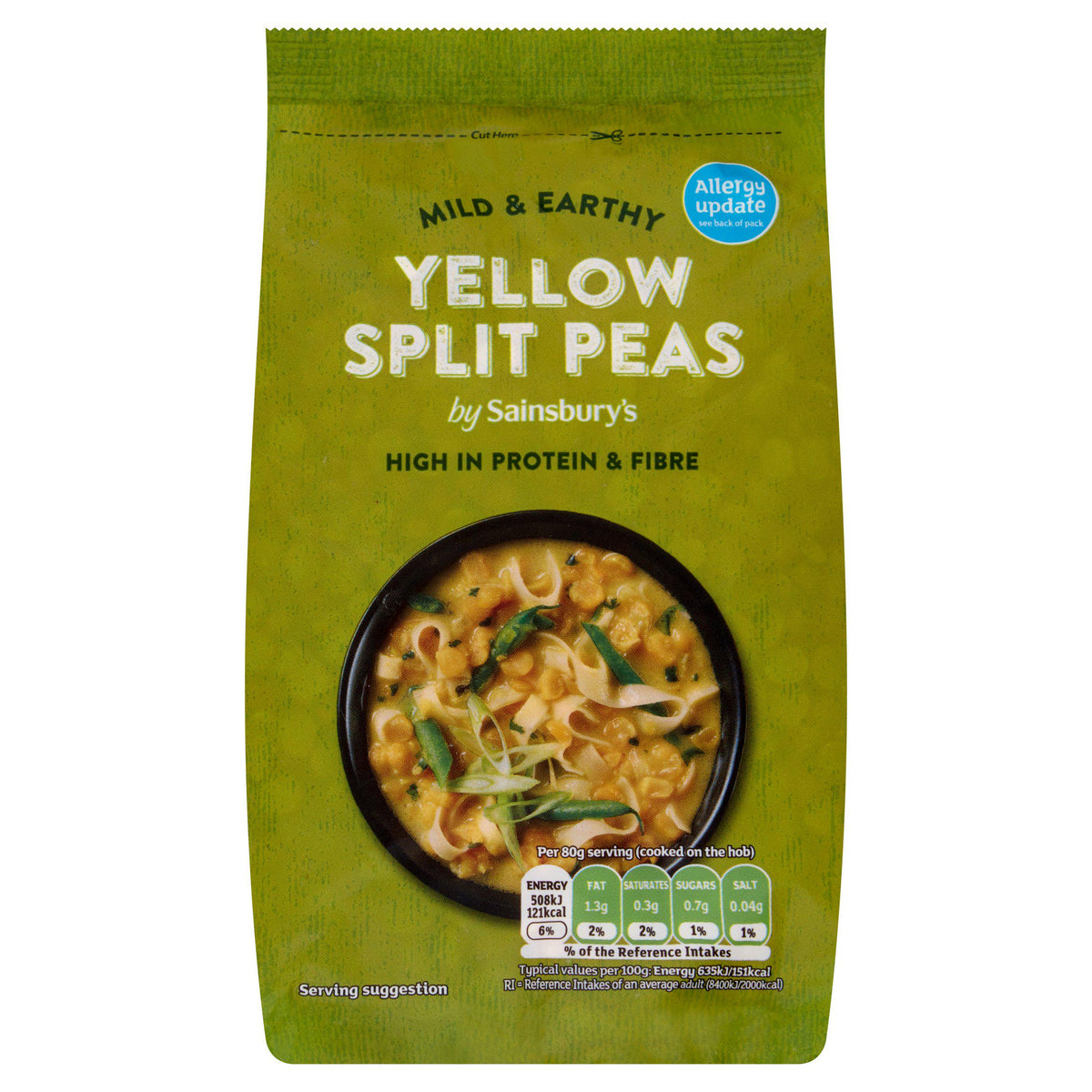 Sainsbury's dried yellow split peas 500g bag (British brand)