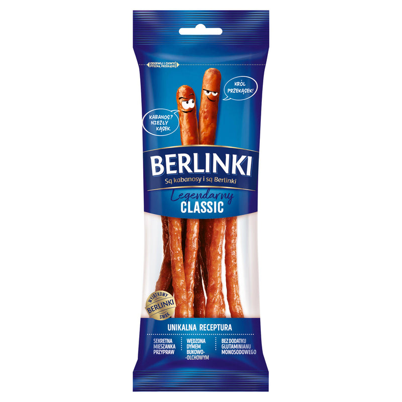 Berlinki Classic Kabanos dried sausage 85g, imported from the UK