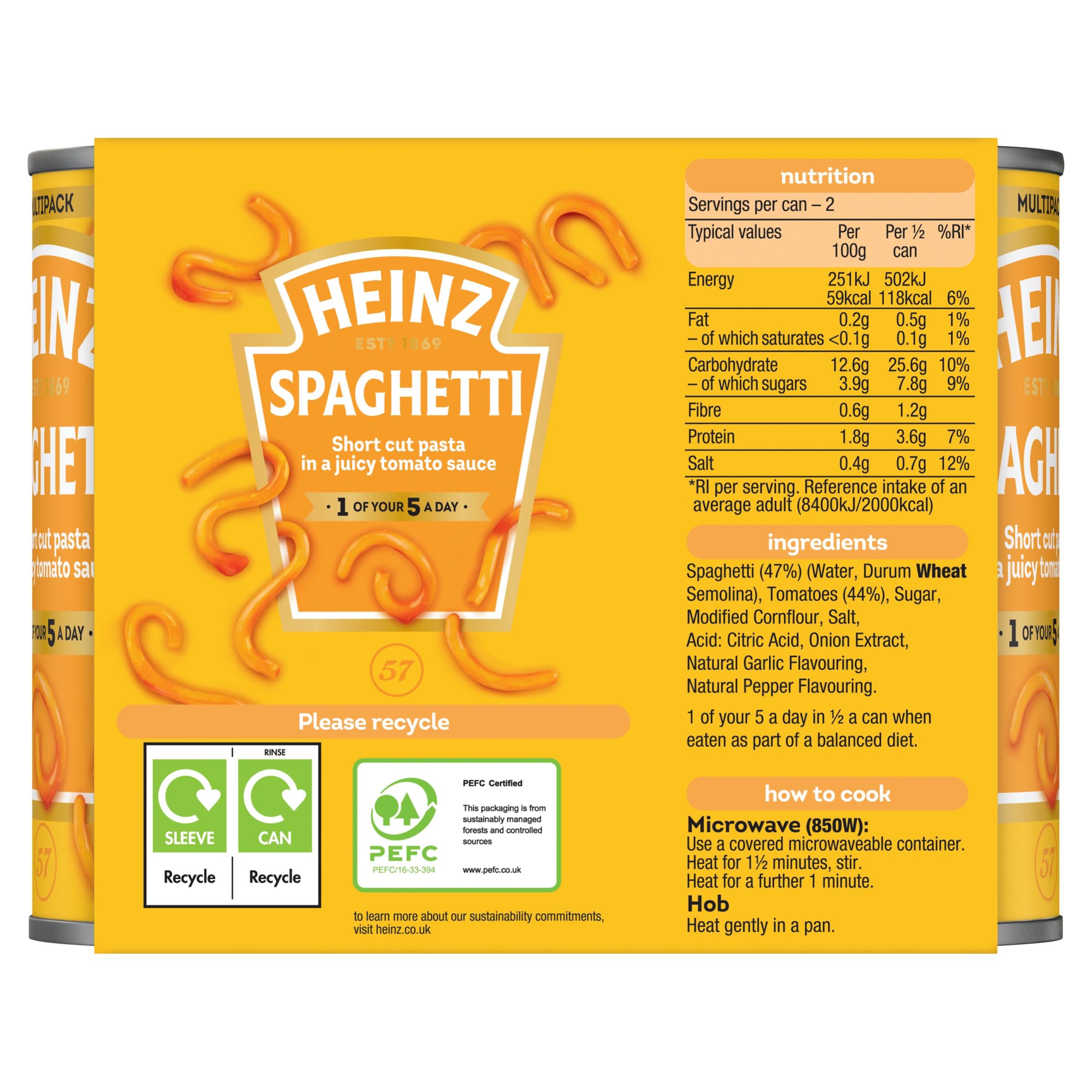 Heinz Spaghetti Tomato Sauce 4x400g, UK version
