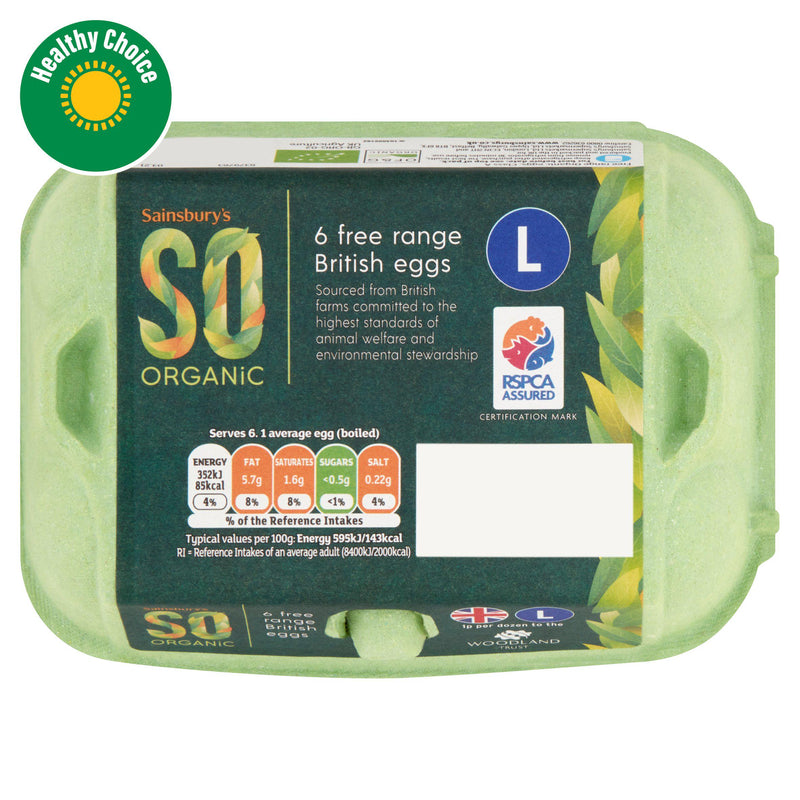 Sainsbury's organic free range large eggs 6 pack - British product