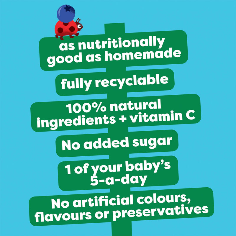 Heinz apple and blueberries baby food pouch 100g, imported from the UK
