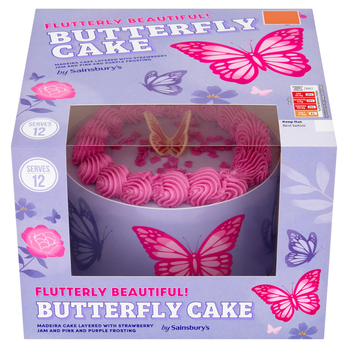 Sainsbury's butterfly cake with frosting 700g, UK version
