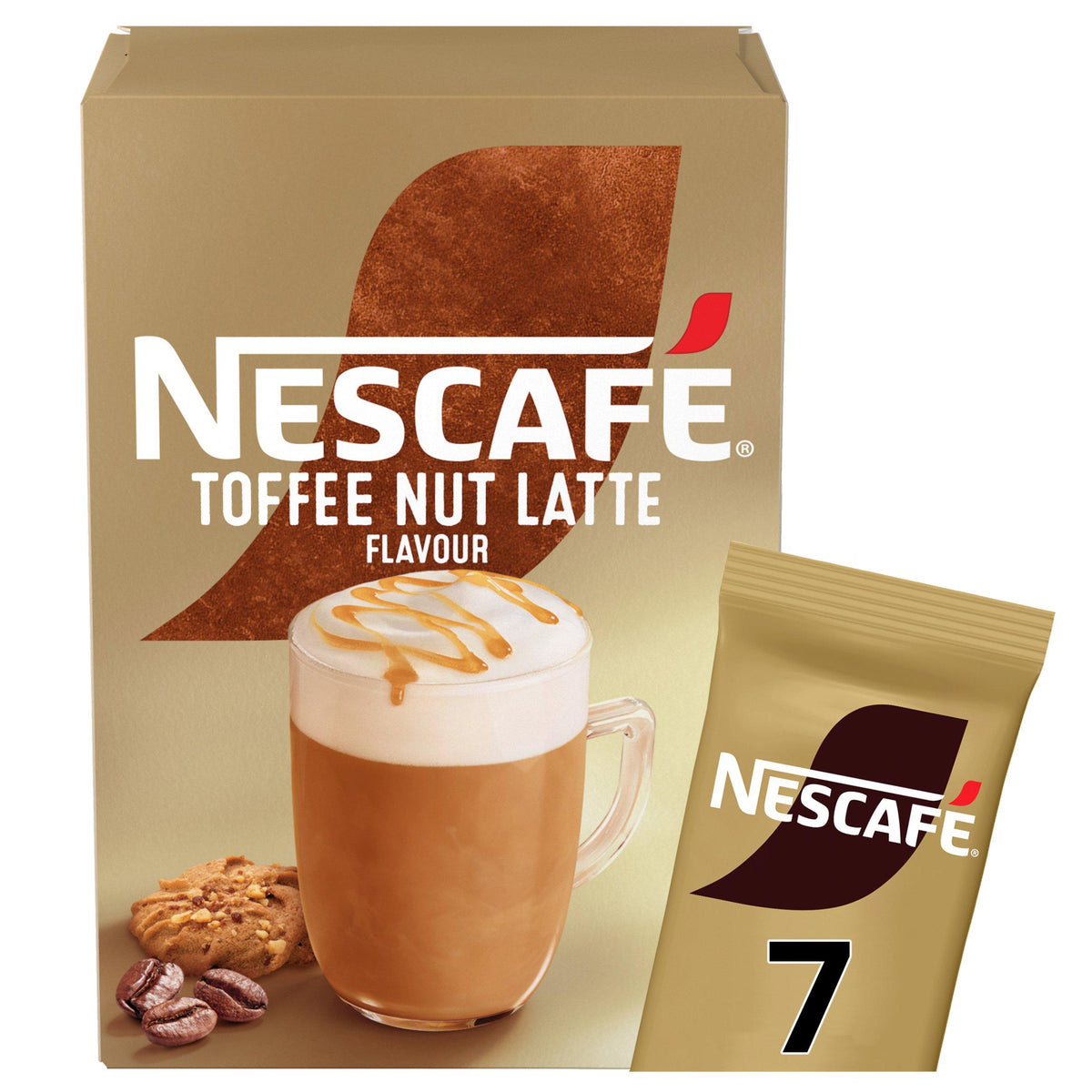 Nescafe Toffee Nut Latte instant coffee sachets 130.2g - British product