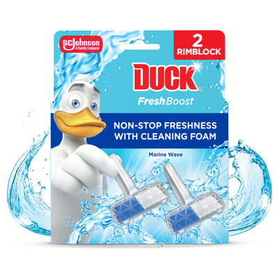Sainsburys Duck Fresh Boost 2 x 16g Marine Wave Toilet Rim Block- Buy online at McGrocer