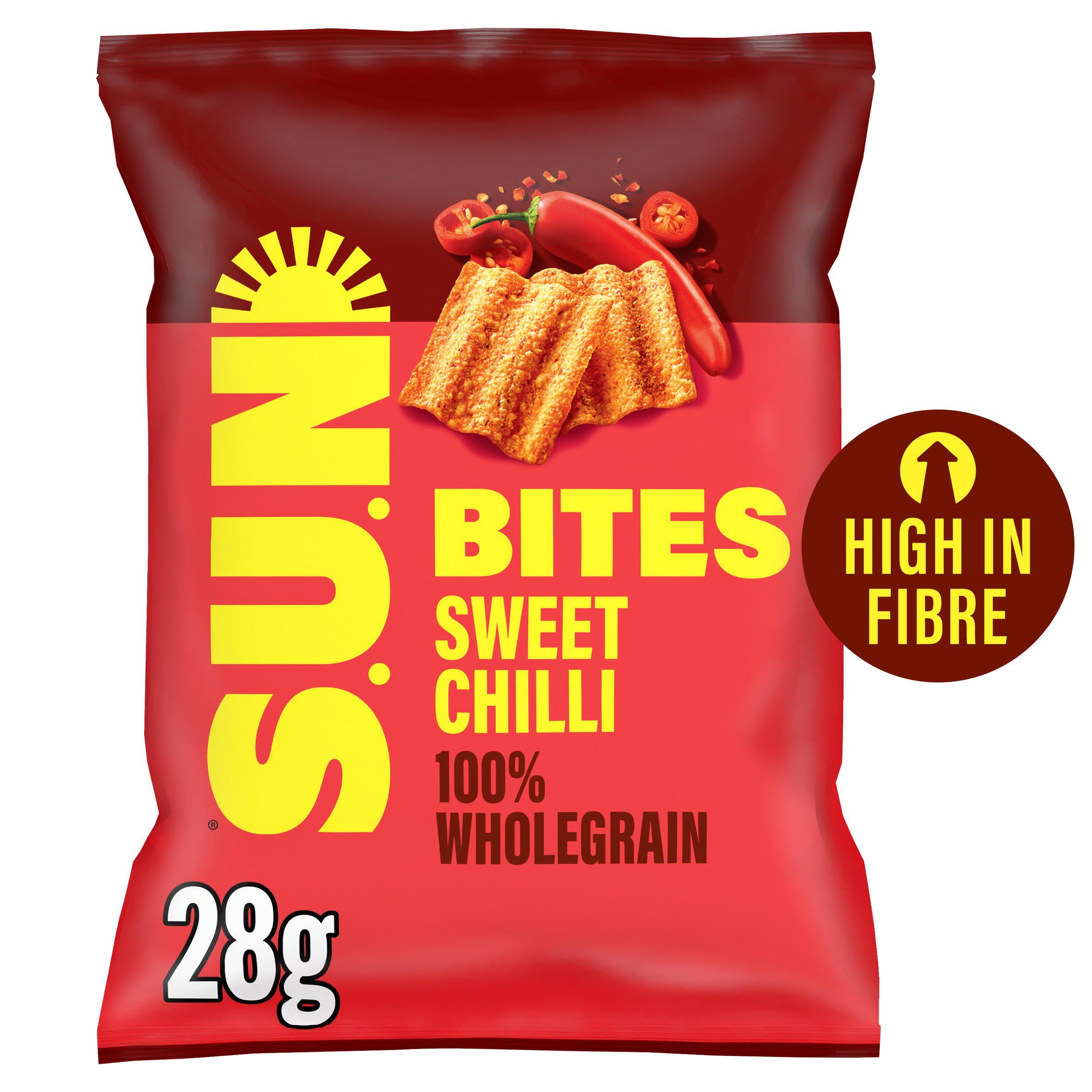 Sunbites sweet chilli wholegrain crisps 28g - British product