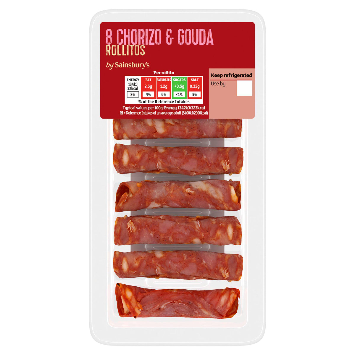 Sainsbury's chorizo and gouda rollitos x8 80g, UK version