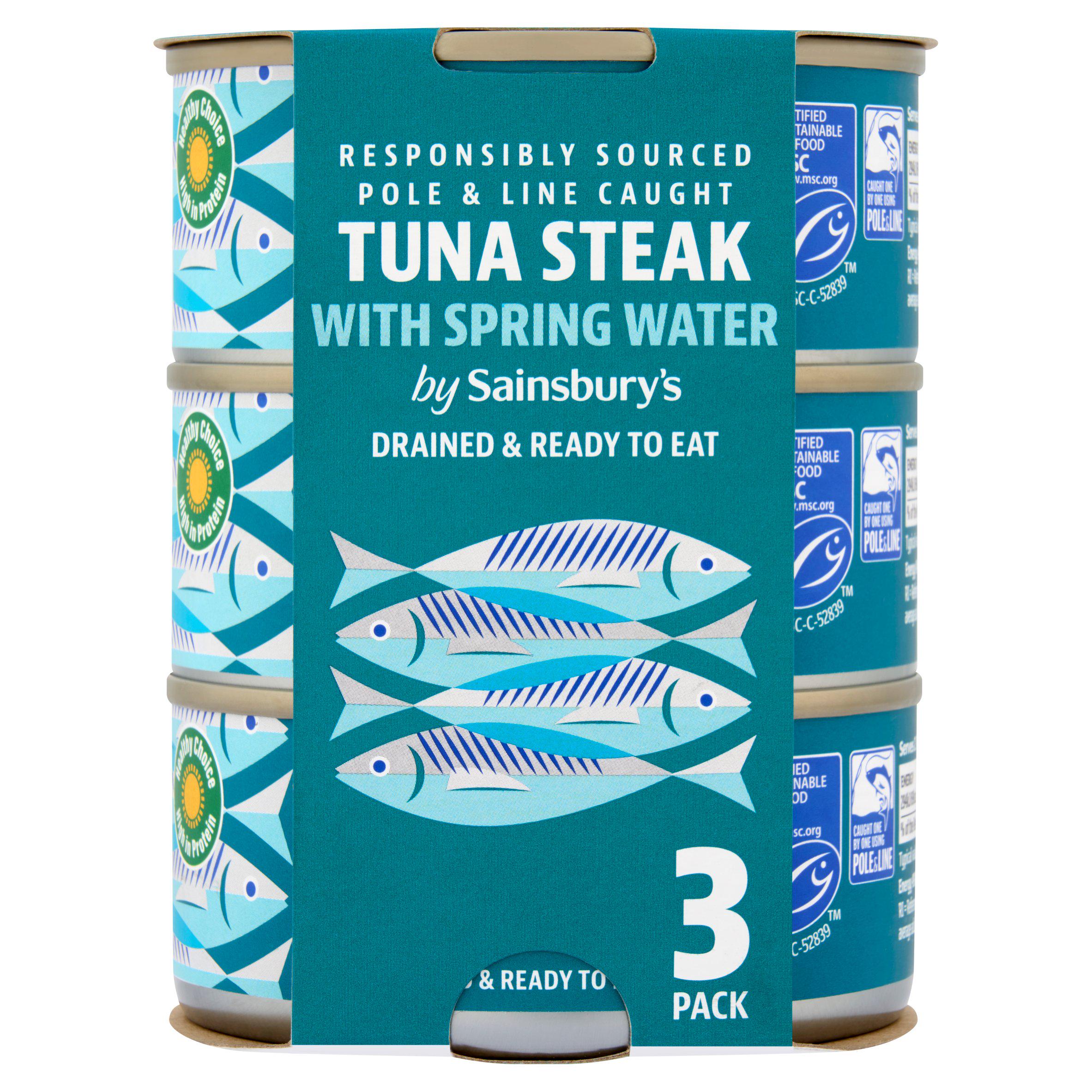Sainsbury's tuna steak in spring water 3x120g, UK version