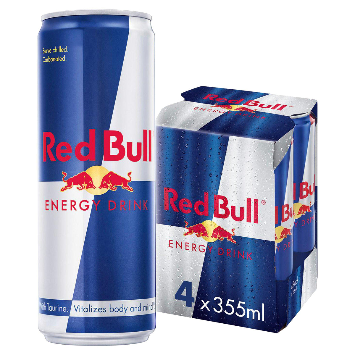 Red Bull original energy drink 4x355ml (British brand)