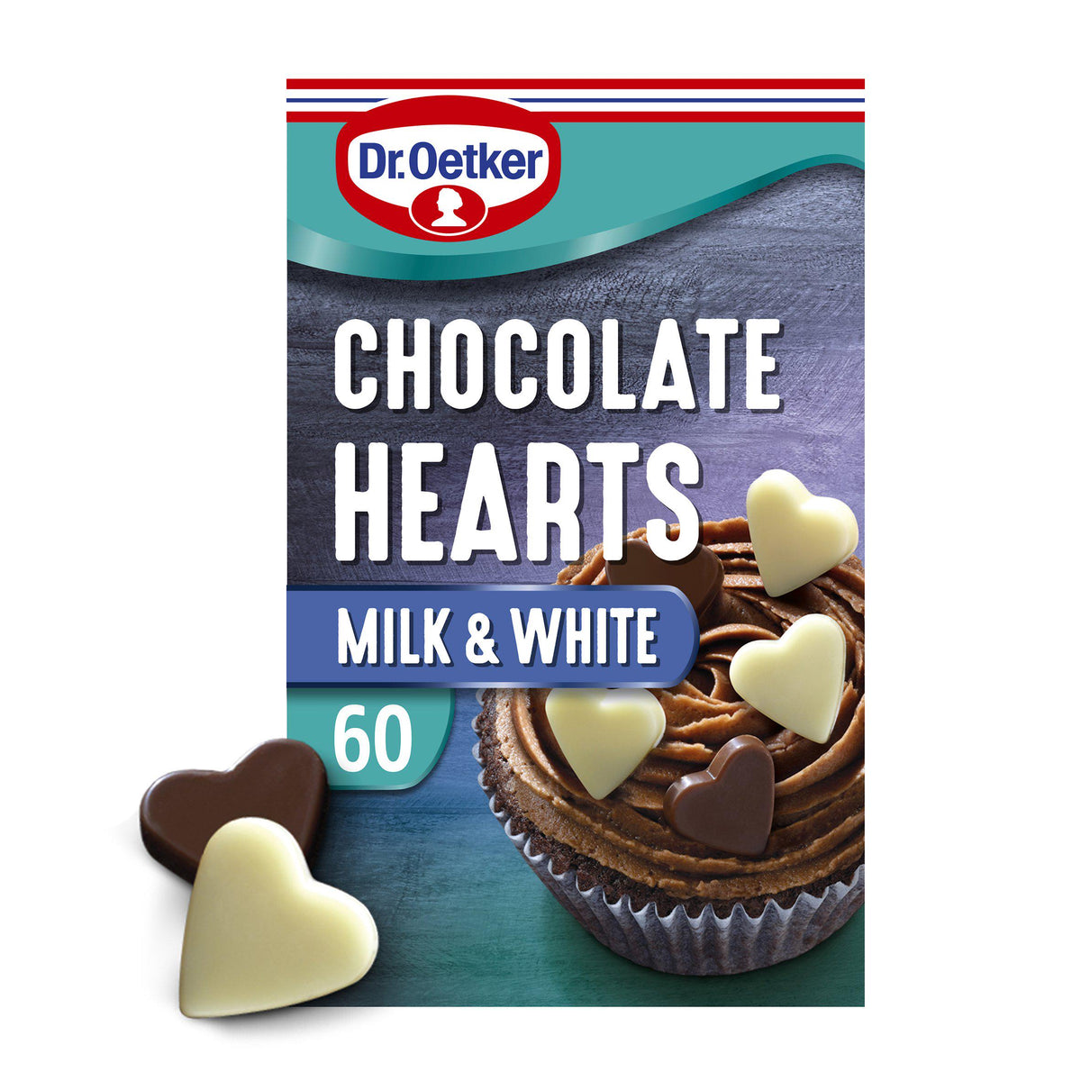 Dr. Oetker Chocolate Hearts heart-shaped milk and white chocolate (British brand)