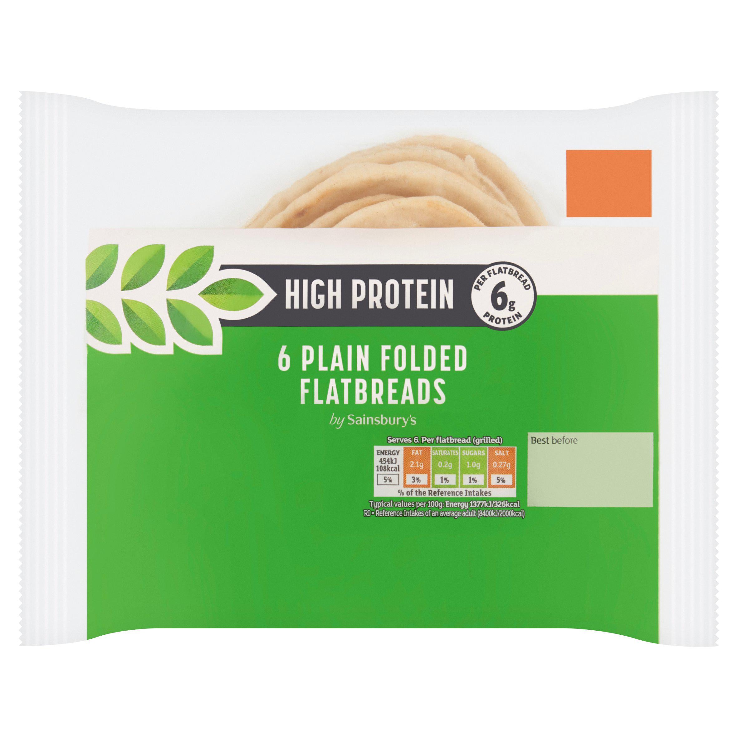 Sainsbury's high protein flatbreads 6 pack, UK version