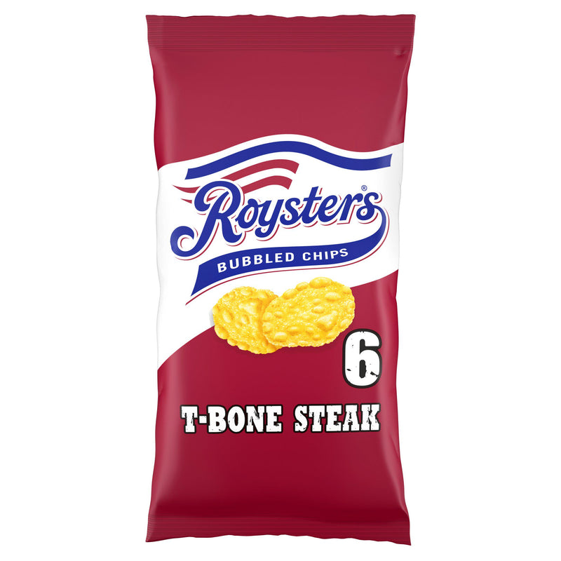 Roysters T-Bone Steak crisps multipack x6, imported from the UK