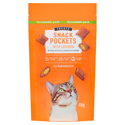 Sainsburys Sainsbury's Cat Treat Snack Pockets with Chicken 65g- Buy online at McGrocer