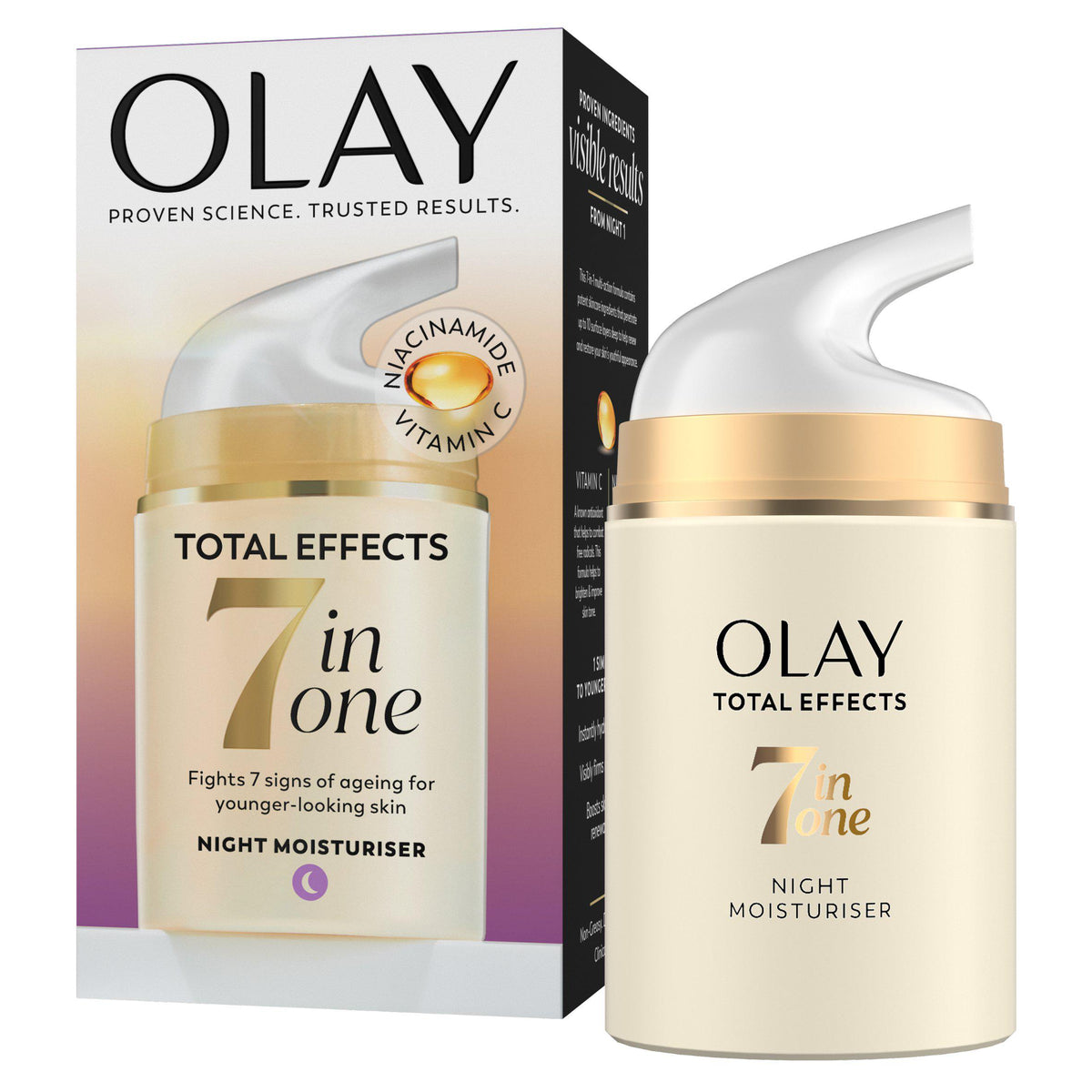 Olay Total Effects 7in1 Night Moisturiser 50ml, imported from the UK