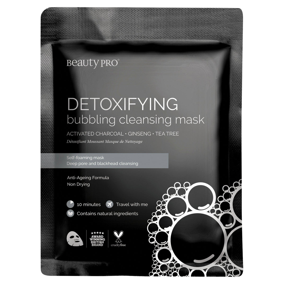 BeautyPro bubbling cleansing mask with activated charcoal 20ml - British product