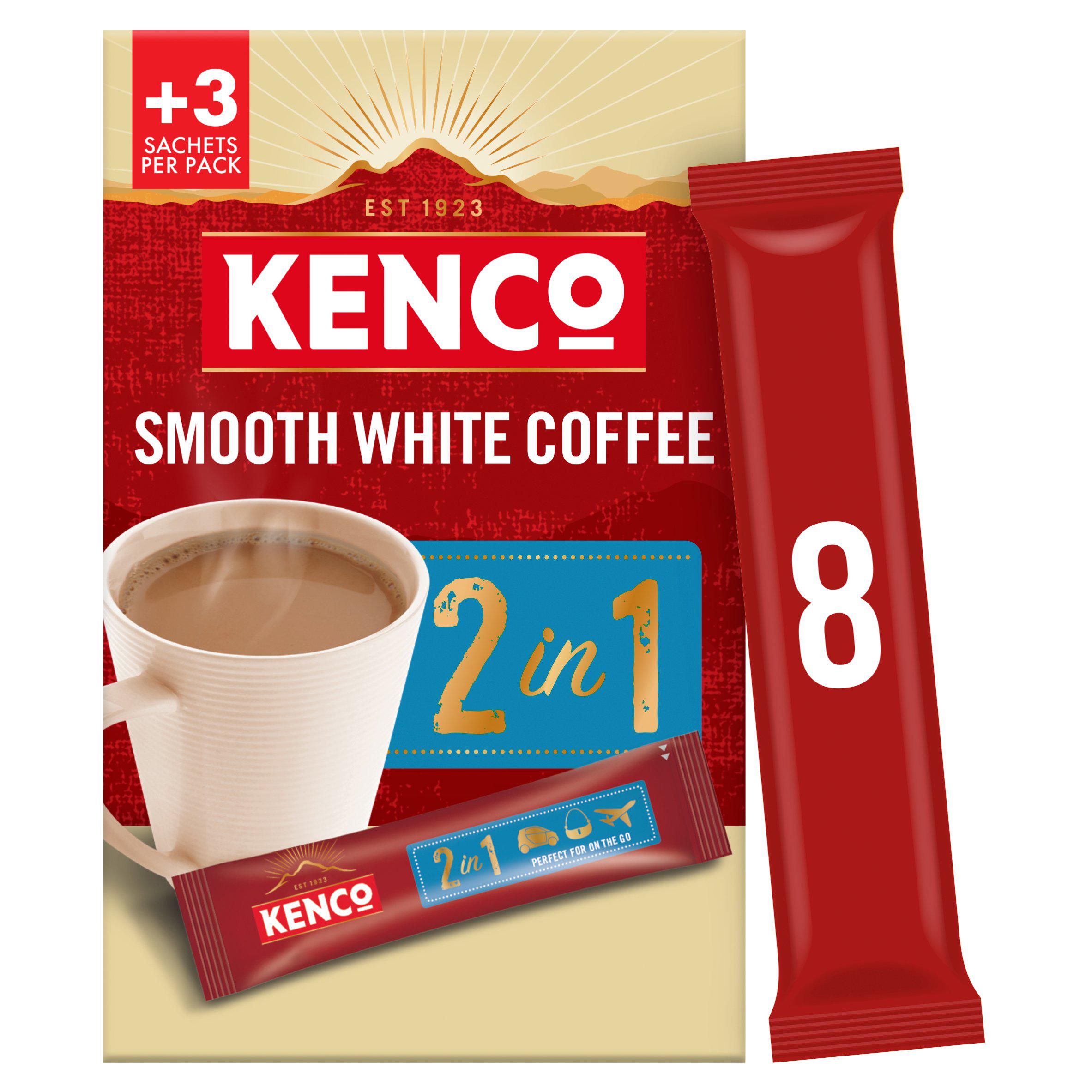 Kenco smooth white instant coffee 8 sachets, imported from the UK